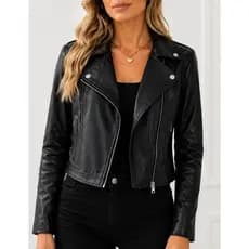 Jaqueta De Couro Courino Feminina Com Ziper Inverno Elegante Premium Couro Promoção