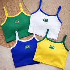 Cropped Top Canelado Feminino Personalizado Copa 2026 Brasil