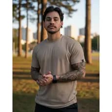Camiseta Masculina  Estilosa Tecido Canelada Não Amassa