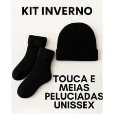 Kit Inverno 2 Peças - Touca e Meias Peluciadas Térmicas - Unissex Adulto Juvenil