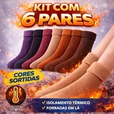 Kit 6 Meias Térmica Grossa Quente Inverno Frio Neve Forrada Fofinha