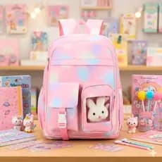 Mochila Bolsa Fofa Escolar Passeio Menina Divisória Costas Abertura Estojo Acoplado Desenho Do Tecido Tie Dye