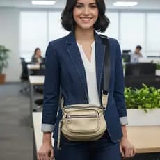 Bolsa Feminina Pochete Dourada  Texturizada Luxo Pequena Com Divisórias  Bolsa Crossbody Golden Alça Larga  Transversal