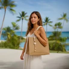 Bolsa Feminina De Palha Grande Moda Praia Piscina Verão Sacola Com Chaveiro Estrela do Mar