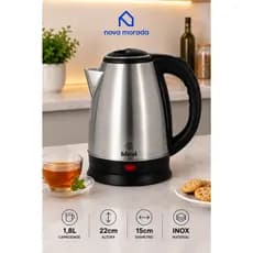 Chaleira Elétrica Inox 1.8Lts Inox desligamento automático 110v 127v ou 220v base 360° 1000W 1500W