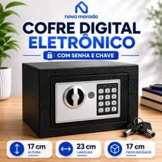 Cofre Digital Eletrônico Com Senha E Chave Aço Segurança Dinheiro Joias Documentos casa escritório