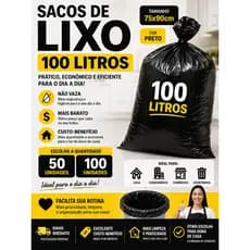 Saco de lixo 100 Litros com 100/50 unidades preto frete grátis Direto da fábrica