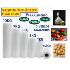 Bobina Plástica Picotada Sacos plásticos saquinhos alimento Mercado Freezer todos os tamanhos