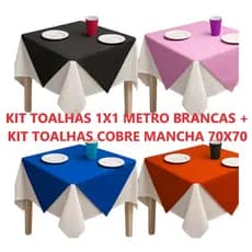 Kit Toalhas de mesa festa TNT 1x1m + Cobre Mancha 70x70cm Para Decoração De Festas casamentos