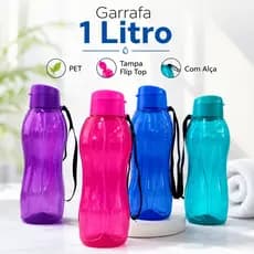 Garrafa Squeeze 1 Litro Com Tampa Flip Top e Alça Garrafa Grande Para Água Academia Trabalho Escola