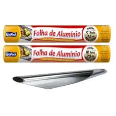 Kit 2 Rolo Papel Alumínio 30/45cm resistente Uso Doméstico e Profissional Cozinha e Churrasco