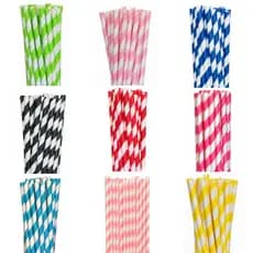 kit 50 Canudo de Papel Listrado Coloridos Descartável Canudos de Papel Para Drinks Festas Canudo Listras Lembrancinha