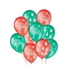Balão Látex Feliz Natal Balão de Natal Sortido 25 Unidades Bexiga Natal