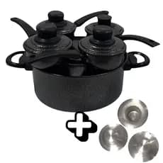 Kit Cuscuzeiro Nordestino Porção Para Quatro Pessoas Cuscuzeira Drone 4 Porções Pintada + 3 Tampões Tampão Monte Cristo