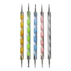 Kit 10 Boleadores em 5 Pincéis De Unha com Ponta Dupla Decoração de Unhas Profissional