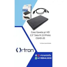 CASE GAVETA P/ HD 2,5" SATAII 2.0 PRETO CGHD-20