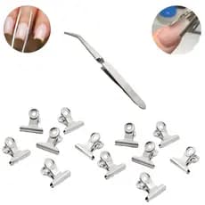 Kit Pinça Curvatura C + 10 Presilhas Unhas