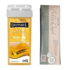 Kit Cera Quente Depimiel Roll-On Mel 100g + Lenço Depilatório 50unid