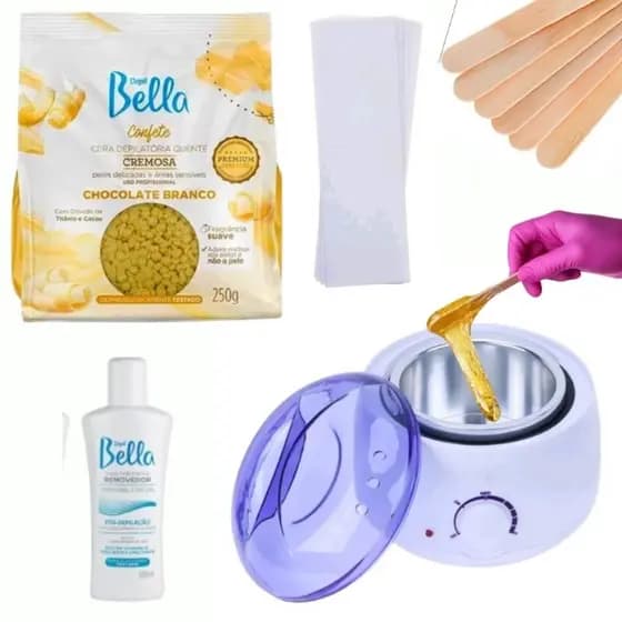 Kit Panela Aquecedora + Cera Depil Bella + Óleo Removedor