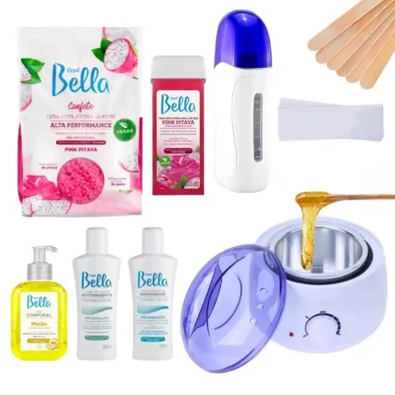 Kit Panela Aquecedora + Aquecedor Rollon + Cera Depil Bella