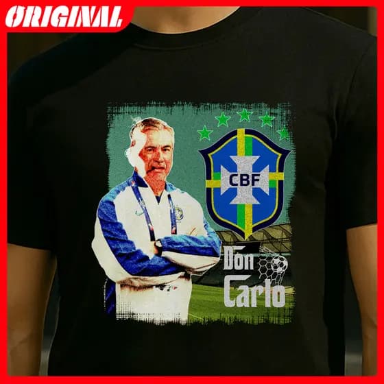 Camisa Don Carlo Ancelotti Masculina Patriota Torcedor Ancelotti 100% Algodão Lançamento Exclusivo NOVO Básico Casual 01