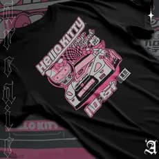 Camiseta Basica Algodao Hello Kitty Tokyo Speed Car Style Cute Color Pink Tee Unissex 01