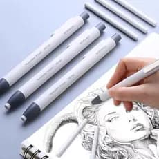 1PC Apagador Criativo Em Forma De Caneta , Núcleo Substituível , De Arte Retrátil E Empurrável Grande Capacidade , Papelaria , Aprendizagem Material De Escritório