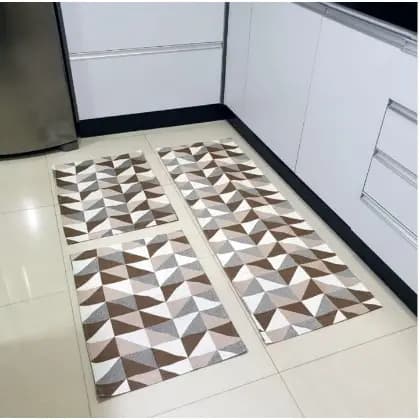 Tapetes para cozinha 3 peças antiderrapante emborrachado Caramelo
