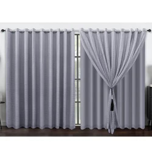 CORTINA PARA SALA / QUARTO 5,80 X 3,00 VOIL XADREZ COM FORRO MICRO FIBRA