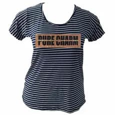 Blusa Listrada Plus Size Feminina Tamanho 40 ao 64 Camiseta com Aplicação em Estampa Pure Charm