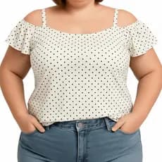Blusa Cigana Plus Size Poá (Bolinha) Tamanho 40 ao 54 (M ao G5) Ciganinha Feminina em Viscolycra
