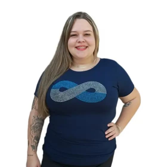 Blusa Plus Size Feminina Veste Tamanho 40 ao 64 (M ao G10) Camiseta com Pedraria Infinito