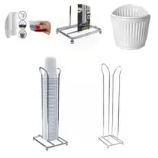 Suporte Porta Copos Descartáveis 50 E 80 Ml P/ Café Cromado