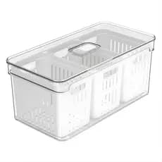 Organizador Clear Fresh 5l Com 3 Cestos Natural Verduras Legumes - Ou