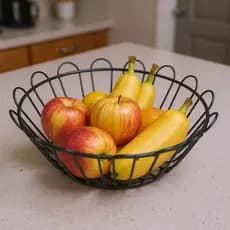 Fruteira Bohemian Premium Redonda em Aço Aramado Grosso Reforçada