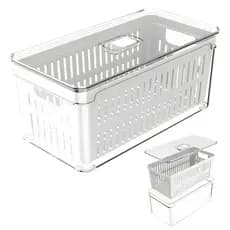 Organizador De Geladeira Com Escorredor Tampa 5l Clear Fresh Transparente OU