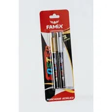 Marcador Acrilico Foster 2 Cores Ouro Prata Tipo Posca Famix
