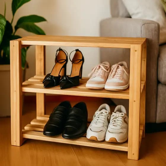 Sapateira de madeira organizadora 3 prateleiras estante decorativa