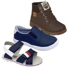 Kit Bota Coturno Sandália Papete Tenis Infantil Masculino Casual Menino