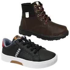 Kit 2 Pares Bota Infantil Masculina Casual Tênis Infantil Menino Confortável