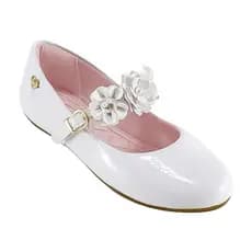 Sapatilha Feminino Infantil Flores Menina Social Batizado Casamento Branco Preto Nude Vermelho Rosa