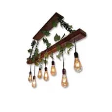 Lustre Pendente Rústico Madeira Maciça Pó de Madeira 120cm Bivolt - Estilo Industrial Boho Chic