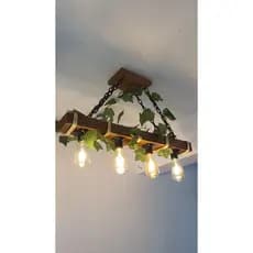 Lustre Rústico Madeira e Corda de Sisal 70cm - Pendente Gourmet.