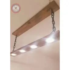 Lustre Spot Pendente Rústico Madeira Maciça 90cm - 4 Spots