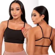 Top Feminino Costas Nua Fitness Alcinha Treino Academia Cross 2 tira