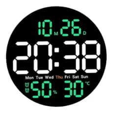 Relógio digital de LED para parede ou mesa redondo grande com controle 3813 RF