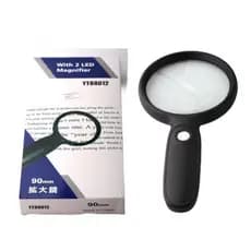 Lupa de mão com 2 luzes de LED para leitura ou inspeção 90mm RF