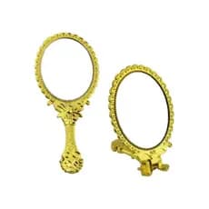 Espelho de mão dobrável dourado Kit com 10 uni decoração maquiagem enfeite RF