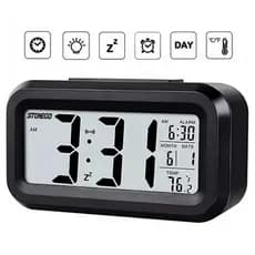 Relógio digital LCD de mesa com luz despertador alarme e temperatura 1019 RF