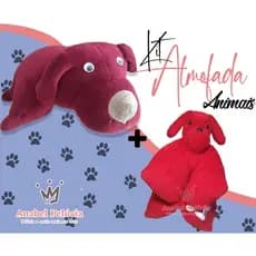 Kit 2 Almofada De Cachorro Que Vira Travesseiro Cachorro grande + filhote pequeno Brinquedo de pelucia